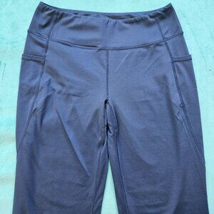 Women's Yoga Pants w/Pockets, High Waisted, Navy Blue (size medium)